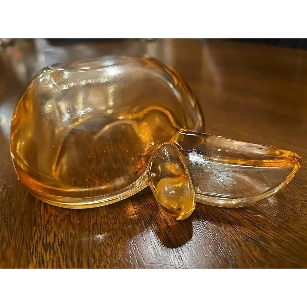 Vtg Pink Art Glass APPLE or Peach Trinket Dish Cigar Ashtray Paper Weight 5x3.5